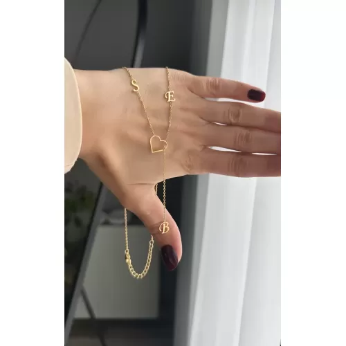 Çelik üç harf kalp kolye