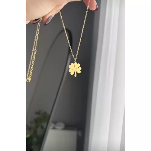 Çelik dört yapraklı yonca kolye