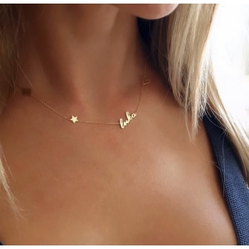 Yıldızlı kalp kolye