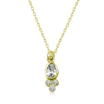 Gümüş Gold Çiğ Damlası Tektaş Bayan Kolye