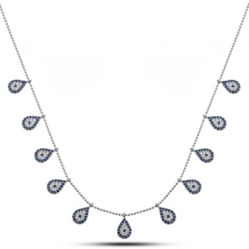 Gümüş Damla Nazarlı Şans Kadın Kolye