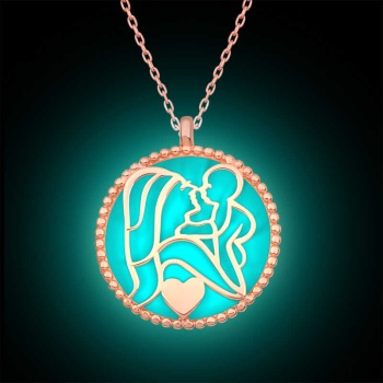 Gümüş Fosforlu Rose Anne Çocuk Sevgisi Kadın Kolye