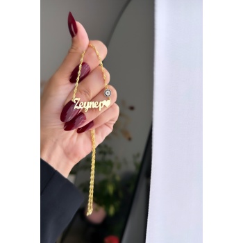 Nazar- Kalp detaylı isimli kolye