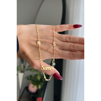 Nazar detaylı harfli isimli kolye