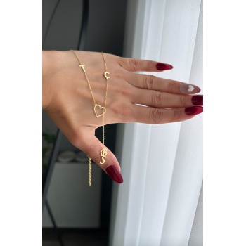 Kalp detaylı harf kolye