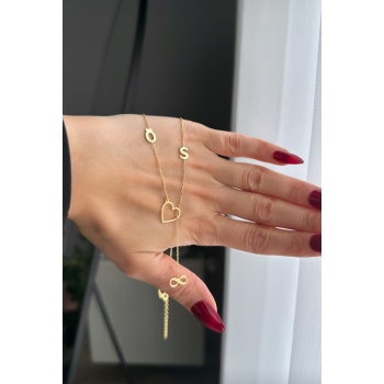 Sonsuzluk detaylı kalpli harf kolye