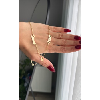 İki isimli kuş detaylı kolye