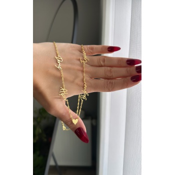 Dört isim kalp kolye