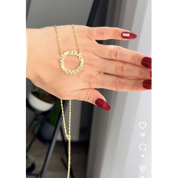 Çelik üç isimli halka kolye