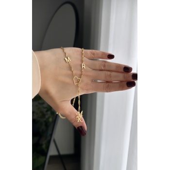 Çelik kalp detaylı harf kolye