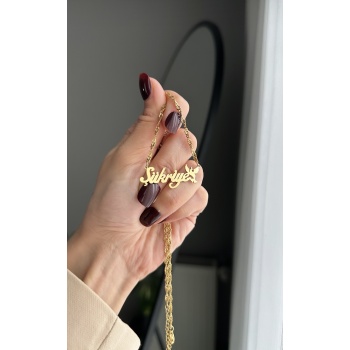 Çelik zümrüdü Anka kuş detaylı isimli kolye