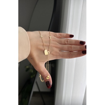 Çelik kalp detaylı harf kolye