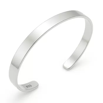 Gümüş Düz Erkek Kelepçe Bilezik