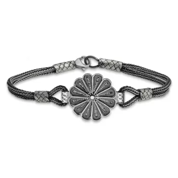 Gümüş Oksitli Papatya Kazaziye Bileklik