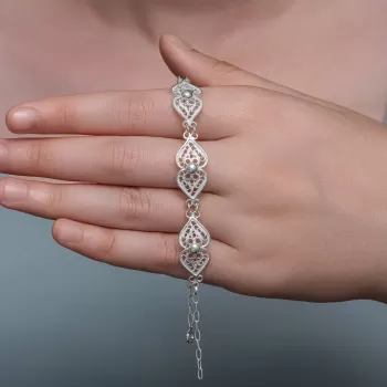 Gümüş Motif Esintisi Telkari Kadın Bileklik