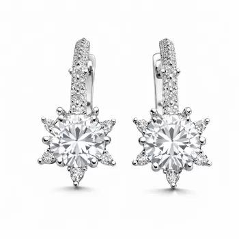 ​Gümüş Çiçek Desenli Kadın Küpe