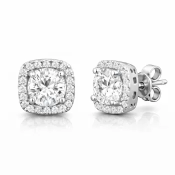 Gümüş Kare Montür Pırlanta Çivilii Modeli Küpe