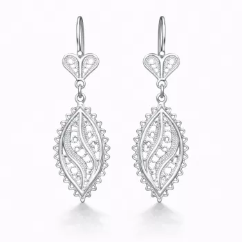 Gümüş Zarif Yaprak Telkari Kadın Küpe