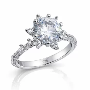 ​Gümüş Çiçek Desenli Kadın Yüzük