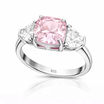 Gümüş Pembe Zirkon Taşlı Kadın Yüzük