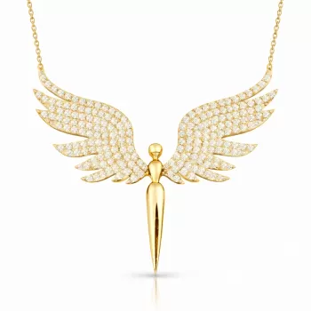 Gümüş Gold Mikail Meleği Kadın Kolye