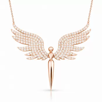 Gümüş Rose Mikail Meleği Kadın Kolye