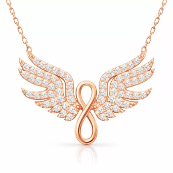 Gümüş Rose Melek Kanadı Sonsuzluk Kadın Kolye