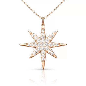 Gümüş Rose Kutup Yıldızı Kadın Kolye