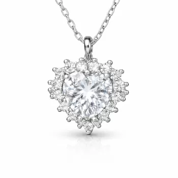 Gümüş Zirkon Taşlı Kalp Kadın Kolye