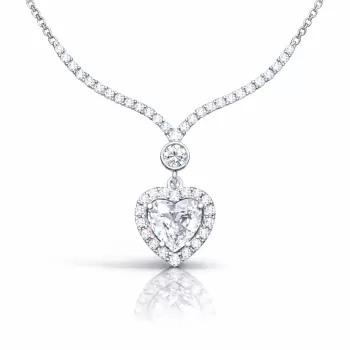 Gümüş Beyaz Zirkon Taşlı Kalp Kadın Kolye