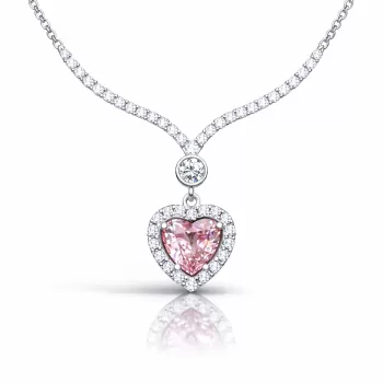 Gümüş Pembe Zirkon Taşlı Kalp Kadın Kolye