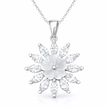 Gümüş Beyaz Manolya Çiçeği Kadın Kolye