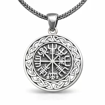 Gümüş Vegvisir Viking Pusulası Erkek Kolye