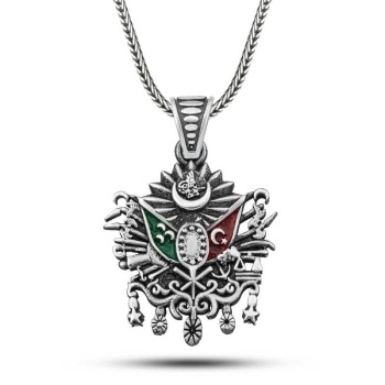 Gümüş Osmanlı Devlet Armalı Erkek Kolye