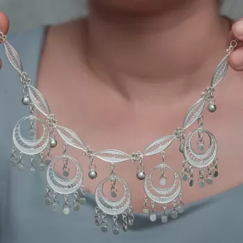 Gümüş Ay Dansı Telkari Kadın Kolye