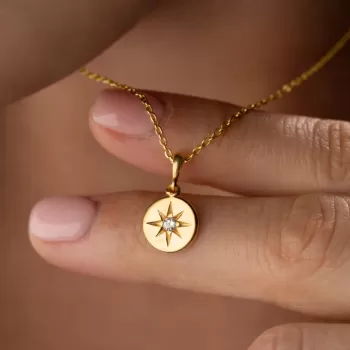 Gümüş Gold Minimal Yıldız Kadın Kolye