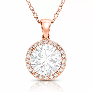 Gümüş Rose Yuvarlak Montür Kadın Kolye