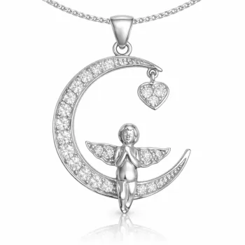 Gümüş Hilal Melek Kadın Kolye