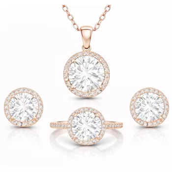 Gümüş Rose Yuvarlak Montür Tek Taş Set