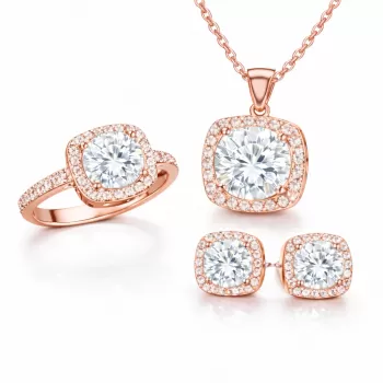 Gümüş Rose Kare Montür Kadın Set