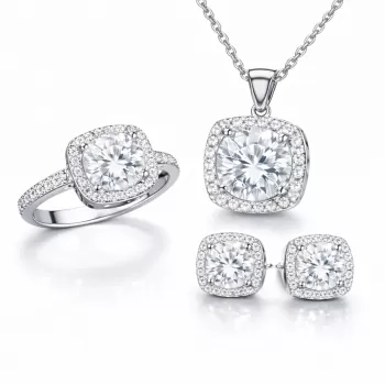 Gümüş Kare Montür Bayan Set