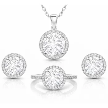 Gümüş Yuvarlak Montür Tek Taş Set