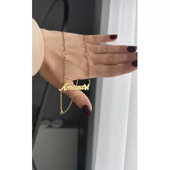 Çelik kalp detaylı isimli kolye