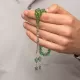 Gümüş Püsküllü Yeşil Yuvarlak Sıkma Kehribar Tesbih