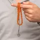 Gümüş Kazaz Püsküllü Kapsül Kesim Turuncu Sıkma Kehribar Tesbih
