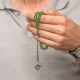 Gümüş Kazaz Püsküllü Yeşil Sıkma Kehribar Tesbih