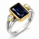 Gümüş Koyu Lacivert Zirkon Taşlı Otantik Kadın Yüzük