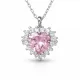 Gümüş Pembe Taşlı Kalp Kadın Kolye