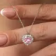 Gümüş Pembe Taşlı Kalp Kadın Kolye