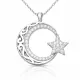 Gümüş Desenli Ay Yıldız Kadın Kolye